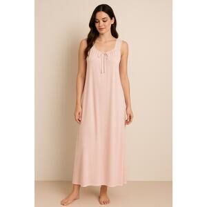 Vintage 60s Vanity Fair Pastel Pink Satin Lace Trim Long Slip Dress Size Small